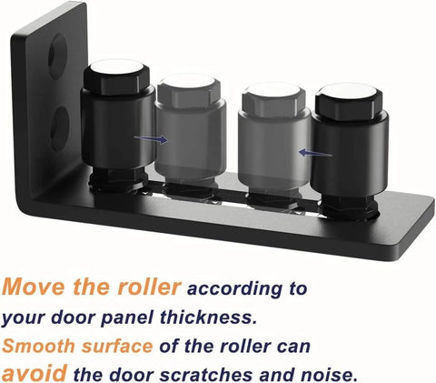 Sliding Barn Door Bottom Floor Guide Roller Set, Black, Quiet And Smooth Operation, Adjustable For A Tight Fit, No Fuss Easy Install, Durable Steel And Nylon Construction With Anti-Corrosion Finish, Includes 2 Rollers