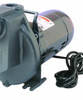 Heavy Duty Self Priming Utility Pump One Half Horsepower 115 Volt Aluminum Body Viton Seals close-up of pump with power cord.