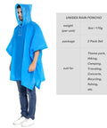 Two Pack Reusable Rain Ponchos For Adults With Drawstring Hood, Waterproof And Durable Welded Seams, Easy Fit For Men And Women