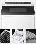 Portable Countertop Ice Cube Maker With Led Screen Produces 22 Pounds Daily showing top control panel and ice storage compartment.