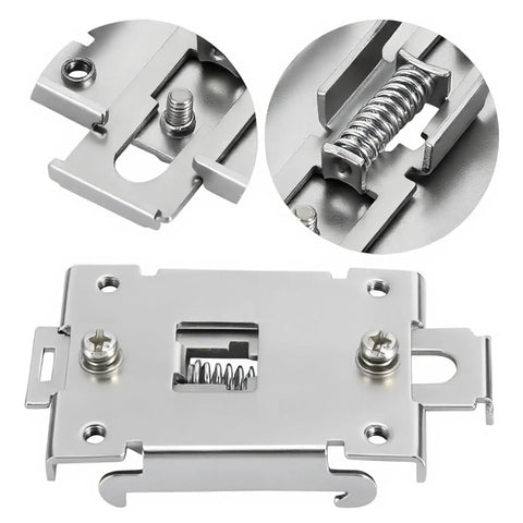 Two Pack 35mm DIN Rail Mount Brackets With Screws, Stainless Steel Relay Rail Clips For Solid State Relays And Single Phase Installations