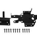 Tough As Nails Self Locking Gate Latch Built From Durable Stainless Steel For Bulletproof Fence Security And Instant Yard Gate Catch Hardware components with screws visible.