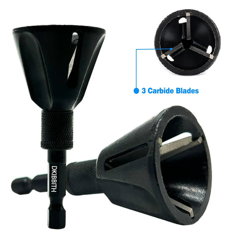 Carbide Deburring Tool For Chamfering External Edges On Threaded Rods Bolts And Pipes showing 3 carbide blades.
