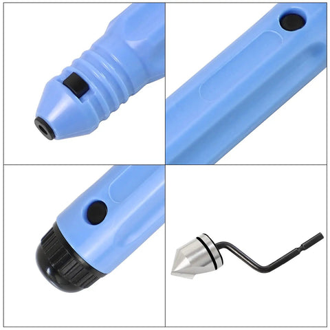 Close-up of Durable M2 High Speed Steel Deburring Countersink Bit Set With Hand Reamer For Wood Plastic Aluminum Copper And Steel Burr Removal Tool Blue Pro Grade RD16.5 BC1651 showing parts