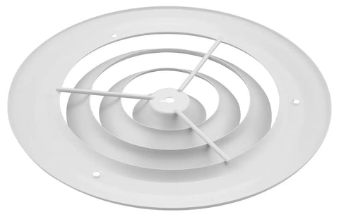 Round Ceiling Diffuser 8 Inch White With 360 Degree Air Deflection And Step Down Diffuser Ring Steel Construction