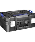 18 Inch Flat Top Tool Box With Stackable Modular System For Garage Storage And Home Repair, Portable Heavy Duty Plastic Organizer With Foldable Handles, Durable PP Construction, High Load Bearing, Pro Grade, Model SC1A