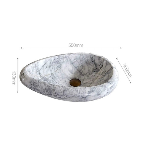 Sleek Marble Vessel Sink For Modern Bathrooms Featuring An Oval Countertop Basin Design with dimensions 550x350x130mm.