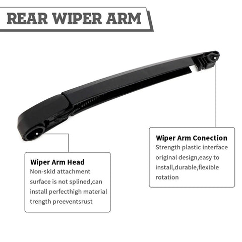 Rear Wiper Arm Kit With Blade Cap Nut And Wrench For Mazda CX5 2013 Through 2025 Easy Install Replacement Includes Tools OE L206 67 421 Back Windshield Wiper Assembly, showing wiper arm design features.