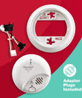 Hardwired Smoke And Carbon Monoxide Combo Detector With Adapter Plugs For No Sweat Swap Install And Ten Year Battery Backup displaying two components: detector and mounting plate.
