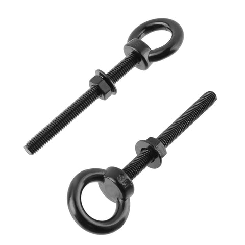 Stainless Steel Eye Bolts With Nut And Washer Set M8 3 Inch Threaded 10 Pack Rugged Anti Rust Corrosion Resistant For Indoor Outdoor Use Integrated Eye Ring For Secure Rope Cable And Strap Connections Heavy Duty Load Bearing, black eye bolts with nut and washer