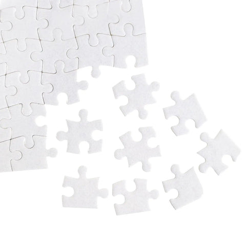 Dope Sublimation Puzzle Blanks 10 Sets 8x5.7 Inch A4 Size Jigsaw Sheets With 80 Pieces Per Sheet, scattered white puzzle pieces