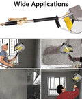 Pro Stucco Sprayer Kit With Ceiling Hopper Straight Up Beast Mortar Spray Gun for Concrete Plaster in use by workers indoor.