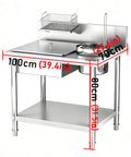 Built Tough As Nails Stainless Steel Powder Coating Workbench With Deep Dipping Tank For Commercial Garages And Auto Shops Killer Leak Free Design, dimensions shown.