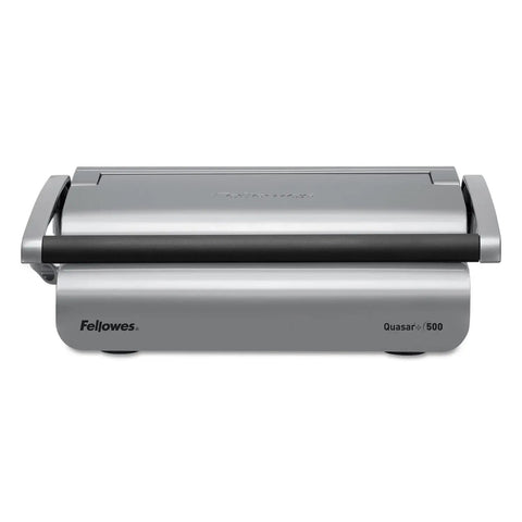 Dead Simple Desktop Comb Binding Machine That Crushes 25 Sheets Fast And Locks Up To 500 Pages with sleek silver design.