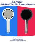 MD30-60 thin-film force sensitive resistor, 30 mm disc, 0–30 kg; two versions (white and black) with two-lead pins