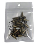 Sick 100 Sets Bronze Bullet Cone Spike Screwback Studs With Half Inch Zinc Alloy Hardware For Dope DIY Leather Crafting And Fresh Bags Jackets Belts Projects in a clear package.