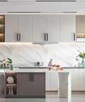 Modern kitchen with 10 Pack 5 Inch Matte Black Knurled Cabinet Pulls For Kitchen Cabinets Cupboards And Drawers 128mm Length Durable Hardware
