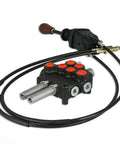 2 Spool Hydraulic Reversing Valve With Joystick Control For Hydraulic Systems, Stainless Steel Build, 5 Ports, side view