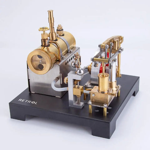 Full Metal Steam Engine Model Kit With Horizontal Boiler, Working Mini Stationary Steam Engine, 84 Piece DIY Science Set