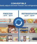 Convertible 17 Cubic Foot Upright Freezer Garage Ready with freezer and refrigerator options displayed.