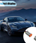 Car with close-up of 4 Pin Waterproof Automotive Electrical Connector Kit With 17AWG Wire, DT Pigtail for cars