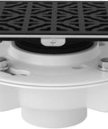 Badass Decorative Shower Drain Kit Top Shelf Tile In Frame Design Slick PVC Assembly with black grate and white base detail.