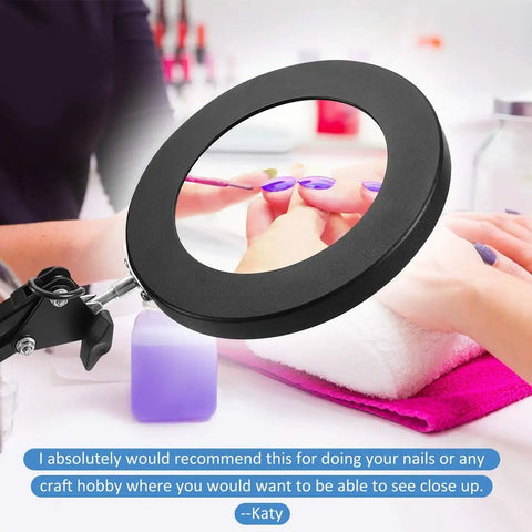 2 In 1 Magnifying Glass With Light And Stand, 5X Real Glass Lens, Nail Art Using Magnifying Lamp On Table