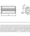 Heavy Duty Spring Dowel Roll Pin Set M1.5 Through M8 Carbon Steel Slotted Roll Pins Pack Of 200 technical diagram and size chart