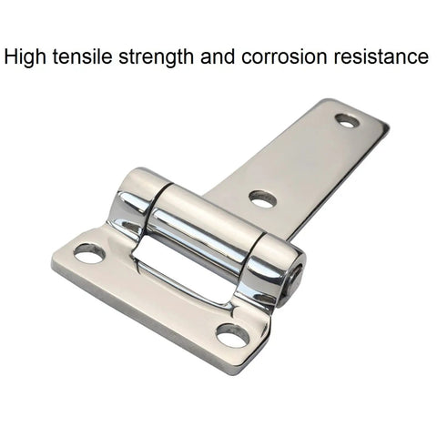 Set Of 2 Heavy Duty Stainless Steel 135mm T Hinge Set, Marine Grade 304 Boat Hardware, close-up on brushed finish