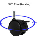 4 Pack 1.5 Inch Swivel Caster Wheels With Circlip Stem M8x20mm And Lockable Brakes, 360 Degree Rotatable Black Nylon Castors for Furniture