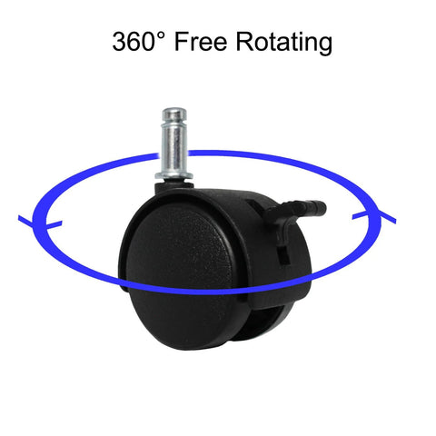 4 Pack 1.5 Inch Swivel Caster Wheels With Circlip Stem M8x20mm And Lockable Brakes, 360 Degree Rotatable Black Nylon Castors for Furniture