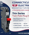 Twin 20 Amp Zinsco R3820 Replacement Breaker For Zinsco Panels, Plug In 2 Pole 120 to 240 VAC, Three Fourth Inch Body Gray