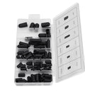 Rubber Vacuum Line Cap Assortment Kit With 80 Pieces Hose End Covers for Carburetors, Manifolds, and Vacuum Tubes in storage case
