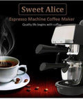 Semi Automatic Espresso Machine With Steam Frother, 240ml Capacity For Rich Cappuccino And Latte, black model on table