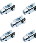 Y Joint Air Cylinder Rod Clevis End With 8mm Female Thread For Foot Mounting, 40mm Length, Fits 20mm Cylinder Bore, M8 Thread, Built Tough, Smooth Sliding, Mechanical Linking Connectors, 5 Pieces, shown as five metal clevis ends