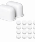 2 Water Filters And 16 Cleaning Tablets For Ninja Luxe Cafe Espresso Machine Replacement Kit, white cartridges and tablets.