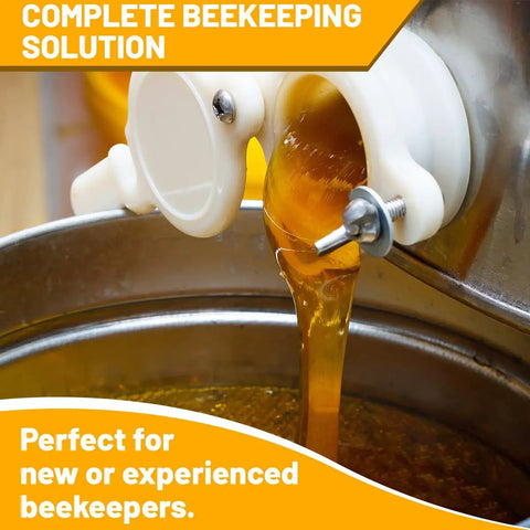Close-up of honey flowing through the gate of Two Pack 5 Gallon Honey Buckets With Leak Proof Gates And Airtight Lids