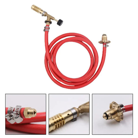 Premium Replaceable Propane Torch For Welding And Brazing With Self Ignition Lock, Ergonomic Brass Gas Flamer Kit hose and nozzle