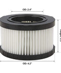 Replacement Vacuum Filter 2 Pack For DC5151H DC515 DCV517 Wet Dry Vacuum, cylindrical filter dimensions labeled OD 4.2", ID 2.4".