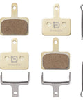 Dymoece disc brake pads set, 2 pairs for Shimano Deore/Tektro/TRP SCP-S, resin/semi-metallic/sintered, with springs and pins.