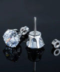 Snag These Fresh Flat Back Earrings Made From Light As Air Titanium Surgical Steel With Diamond Like Cubic Zirconia In Classic Round And Square Styles White Gold Plated Hypoallergenic Multiple Piercing Stud Set Truly Built For All Day Vibes showing 3-7mm cubic zirconia studs in silver setting.