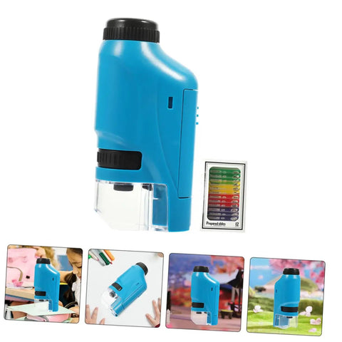 High Definition Handheld Microscope For Students Pocket Sized Biology Lab Accessory For School Science Experiments And Learning Kid Friendly And Easy To Use In Classrooms And At Home, blue compact design