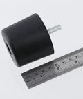 Round Black Sofa Legs Set 8 Premium Plastic Couch Legs With 8 Four Claw T Nuts shown with ruler for scale