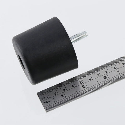 Round Black Sofa Legs Set 8 Premium Plastic Couch Legs With 8 Four Claw T Nuts shown with ruler for scale