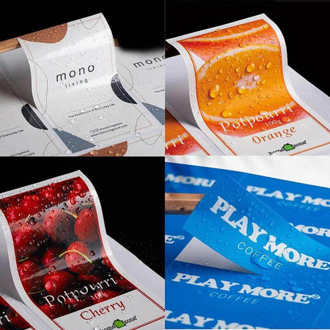 Vinyl sticker paper sheets for inkjet/laser printers, 8.5 x 11 in, glossy, self-adhesive labels, 26 sheets (collage of designs).