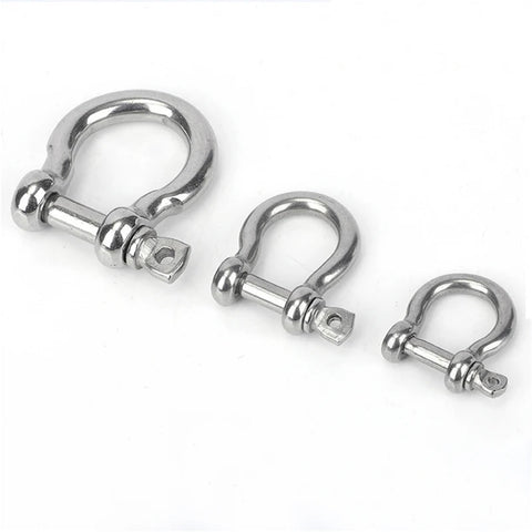 Versatile 2 Pack M12M14 304 Stainless Steel D Type Shackle Rustproof D Shackle And U Type Bow Shackle in three sizes.