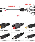 6-In-1 Solar Panel Connector Kit With 12AWG Wire To XT60 Anderson DC7909 DC6530 DC35135 And DC5521 Connectors, 2FT Cable