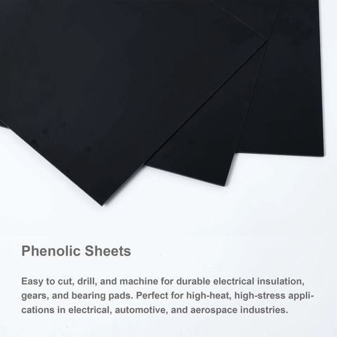 Black Phenolic Sheets Pack Of Three 12x12 Inch Panels 1/8 Inch Thick Laminated Resin Plate Board For Electronics Fixtures DIY Projects Crafts And Pro Grade Crafting, stacked