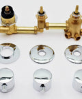 Rock Solid Brass Shower Control Valve Featuring Ceramic Cartridge Adjustable Temp Safety Switch Multi Port Diverter Standard Pipe Threads components in brass and chrome.