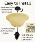 Diagram showing Alabaster Amber Glass Lamp Shade Replacement For Floor Lamps With E26 Medium Base Socket installation